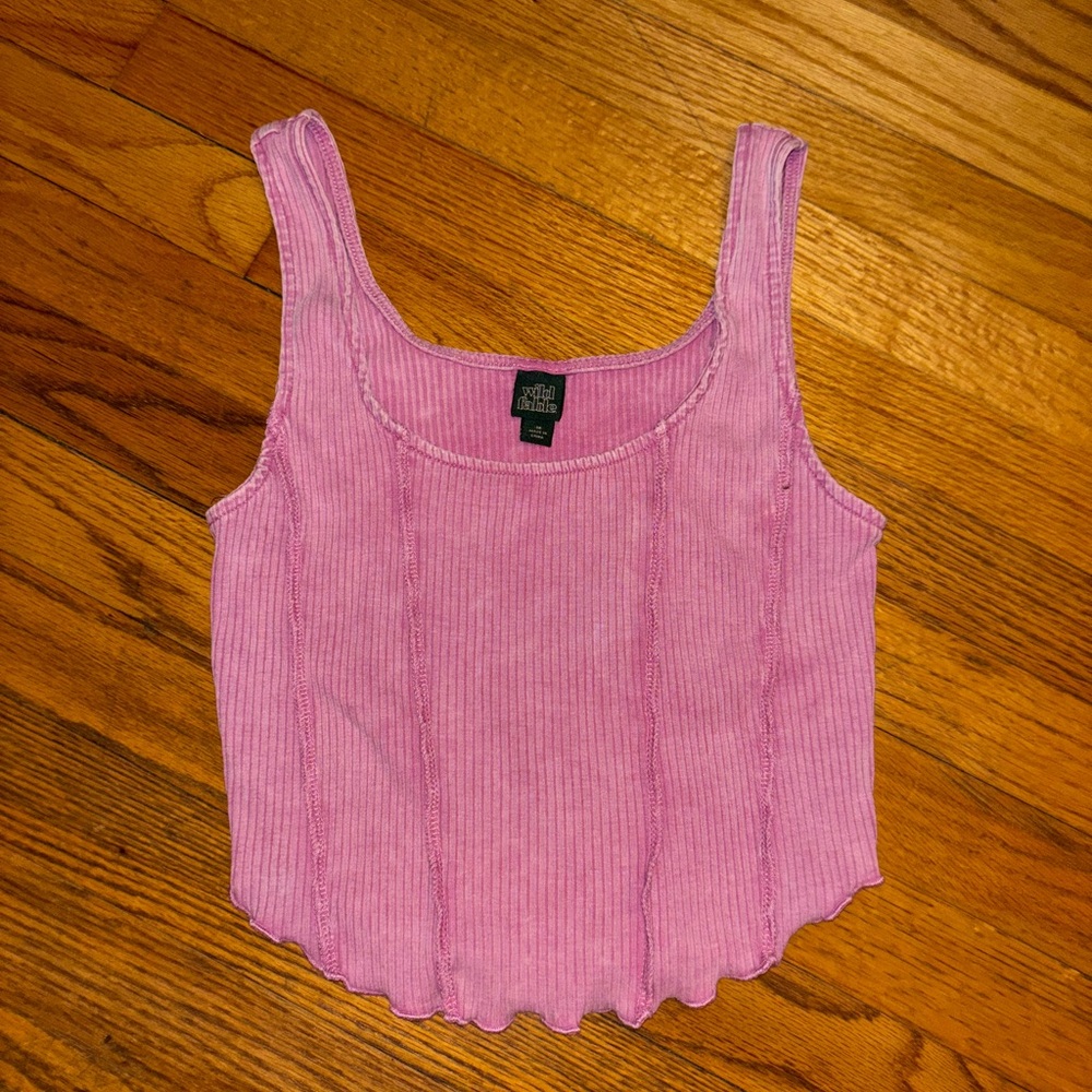 Medium Pink Ribbed Tank Top
